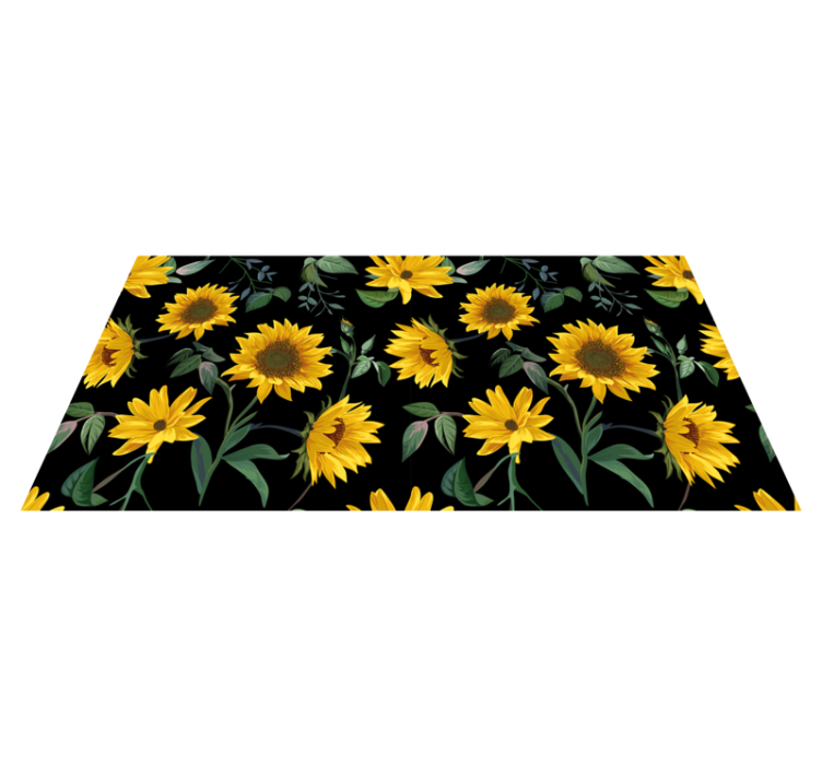 Alfombra vinílica dormitorio Girasoles fondo negro - TenVinilo