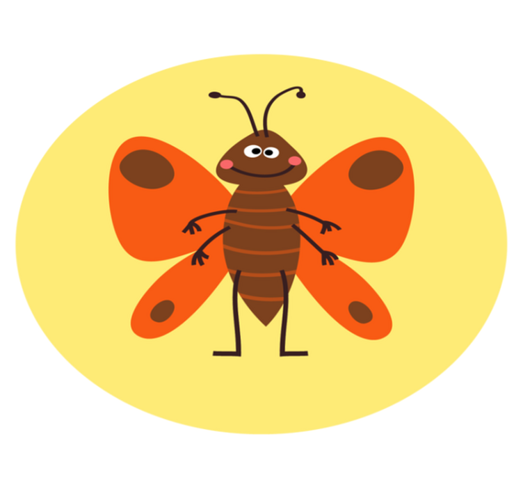 Alfombra vinílica infantil alegre personaje de mariposa - TenVinilo