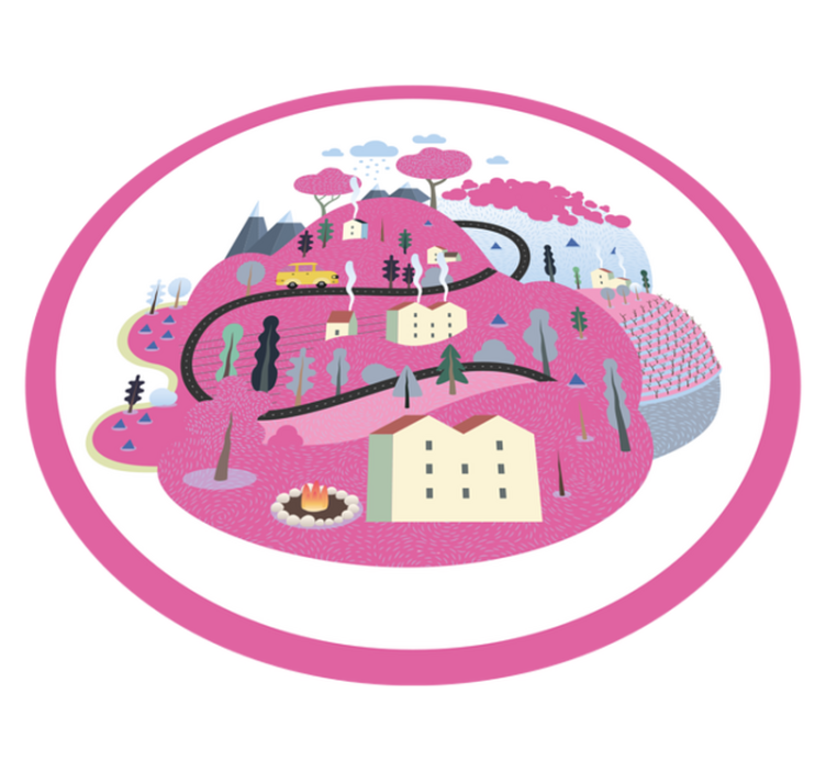 Alfombra vinílica carretera escena colorida del pueblo - TenVinilo