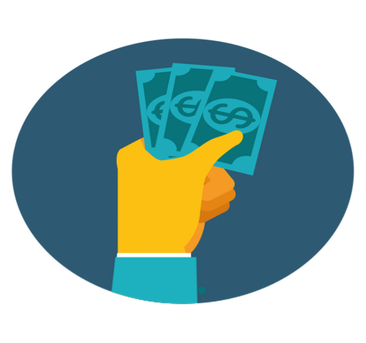 Alfombra vinílica infantil mano sosteniendo efectivo - TenVinilo