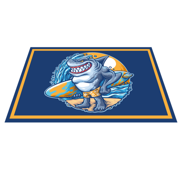 Alfombra vinílica juvenil alegre personaje de tiburón - TenVinilo