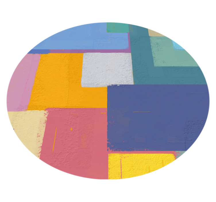 Alfombra vinilo redonda Pintura abstracta cuadrados de colores - TenVinilo