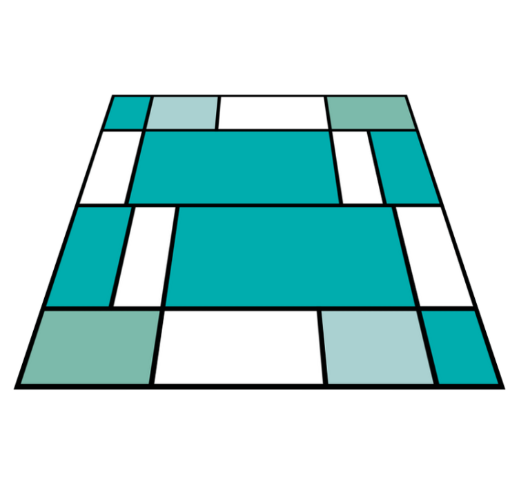 Alfombra vinílica geométrica azulejos azules de mondrian - TenVinilo