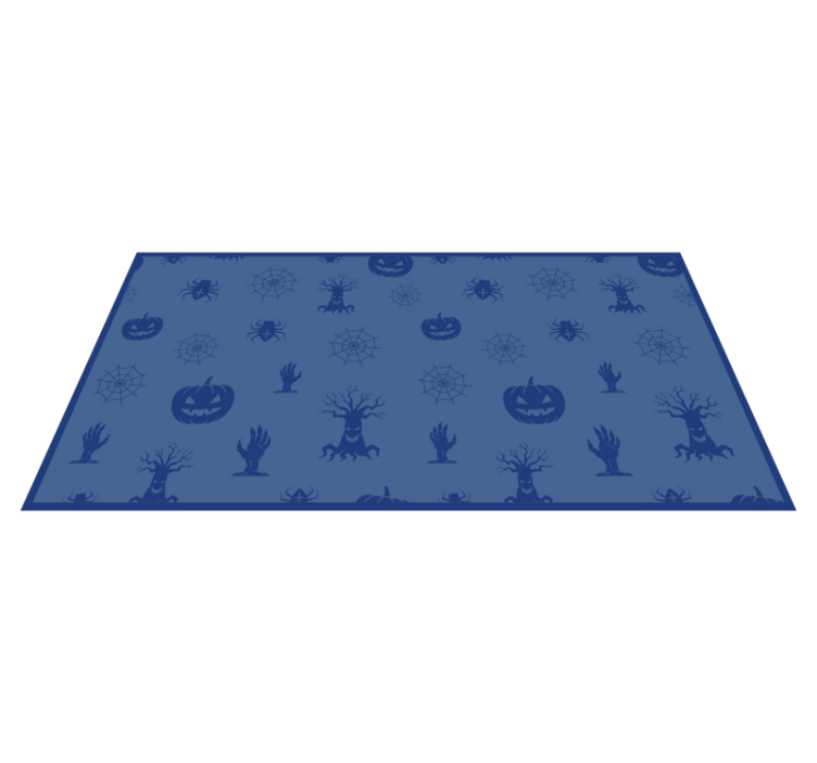 Alfombra vinilo rectangular Personajes de halloween azul - TenVinilo