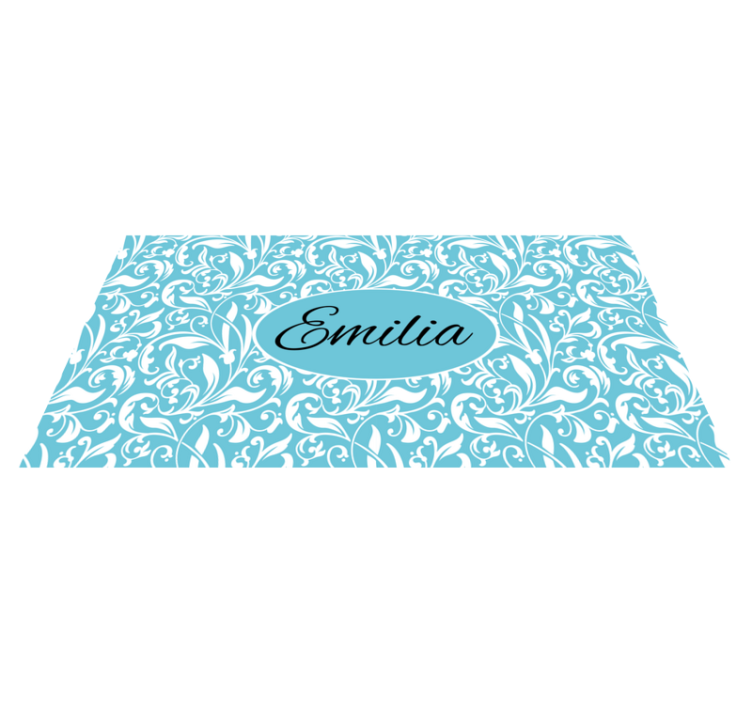 Alfombra vinílica personalizable Patrón floral vintage azul - TenVinilo