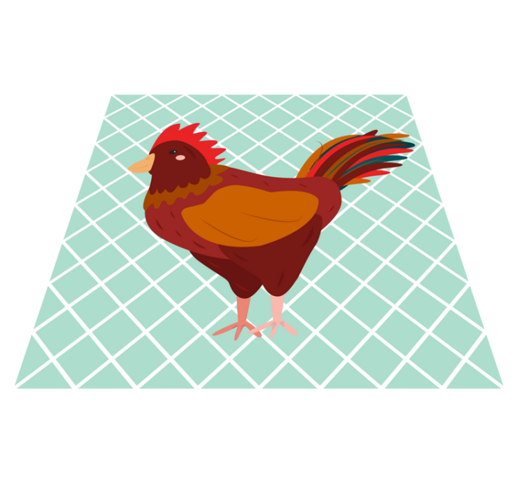Alfombra vinílica cocina ilustración colorida de un gallo - TenVinilo