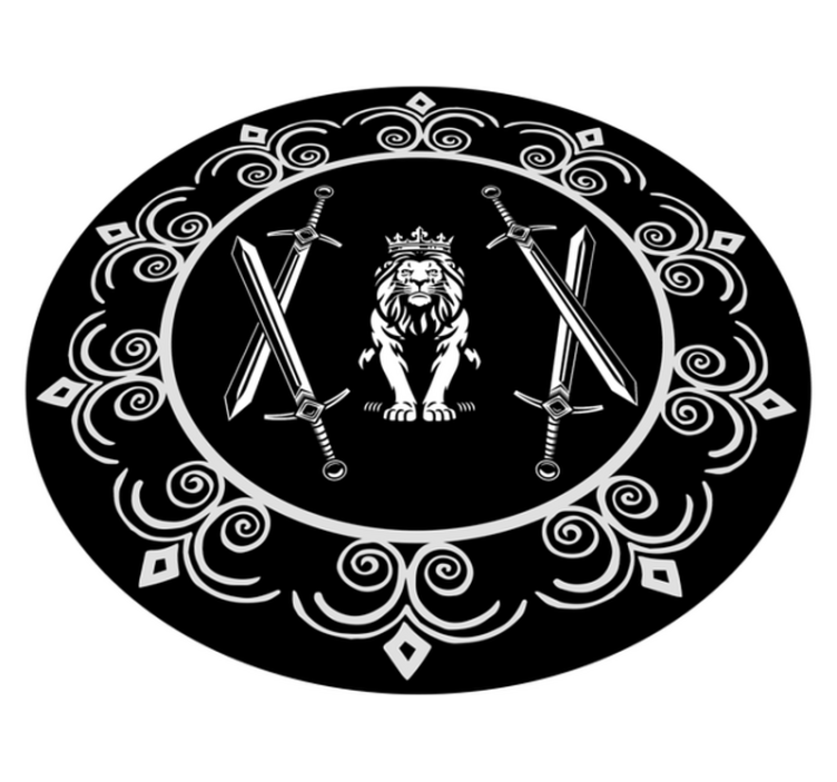 Alfombra vinílica redonda majestuoso emblema del león - TenVinilo