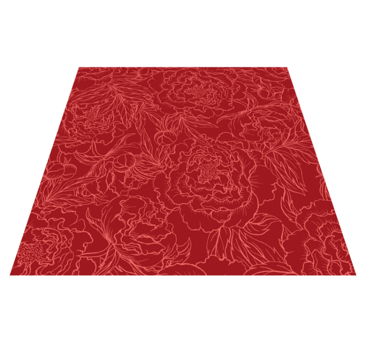 Alfombra vinílica flores patrón floral rojo - TenVinilo