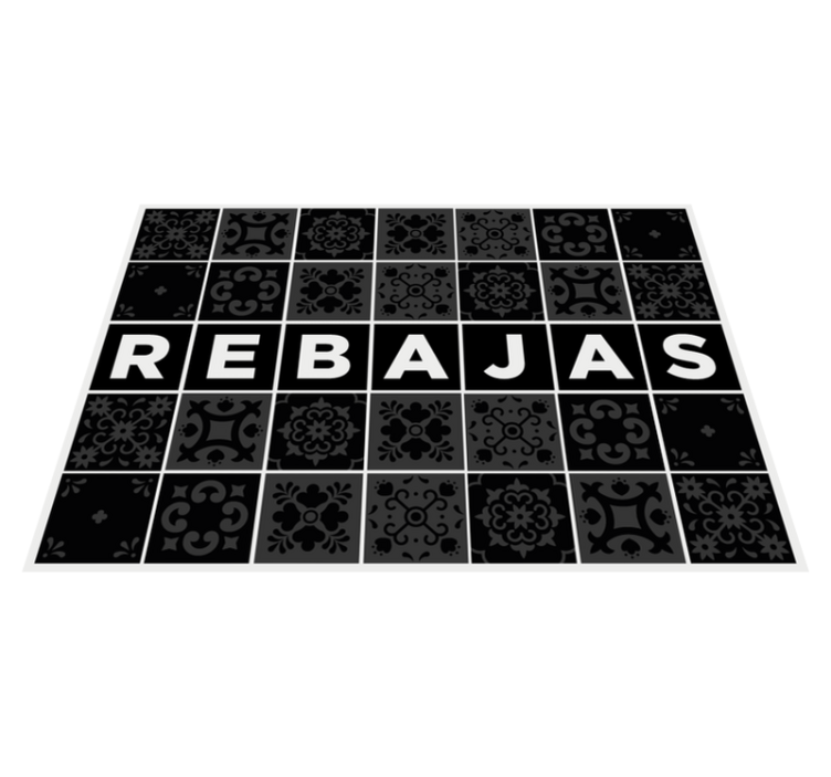 Alfombra vinilica negra patrón azulejos texto venta - TenVinilo