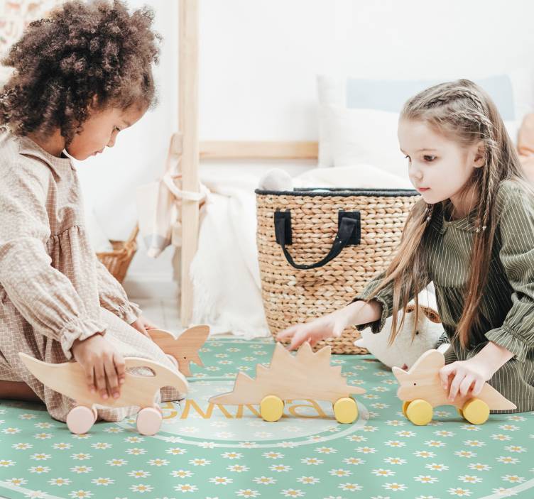 Alfombra vinílica personalizable círculo de margaritas - TenVinilo