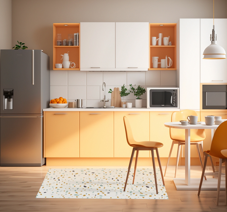 Alfombra vinílica cocina nórdica efecto terrazo - TenVinilo