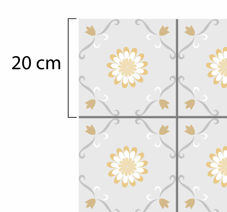 Alfombra vinílica cocina azulejos de flores - TenVinilo