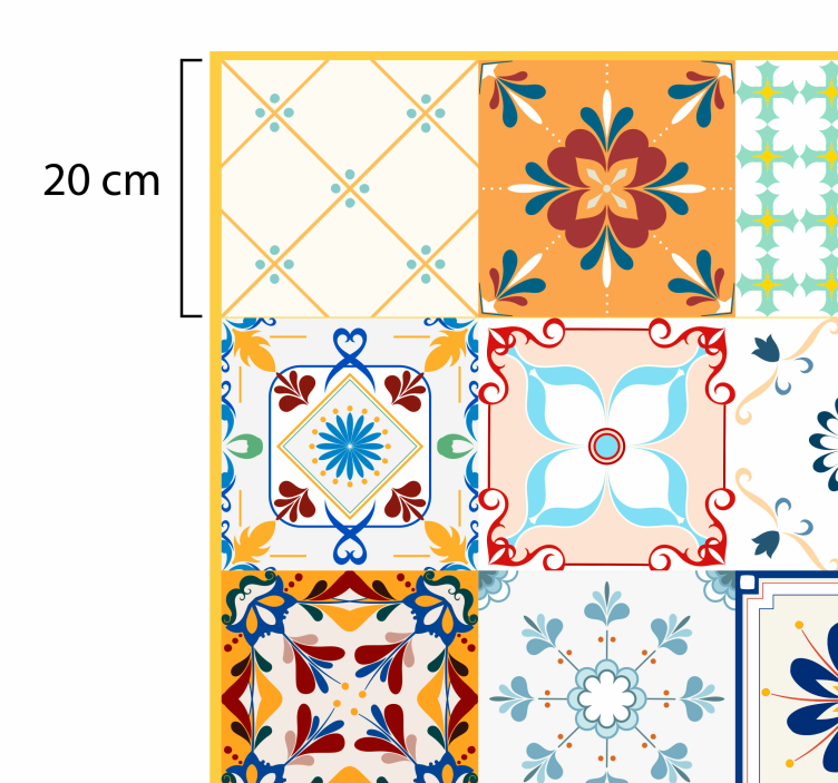 Alfombra hidráulica vinílica azulejos multicolor - TenVinilo