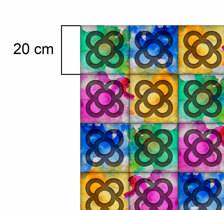 Alfombra de vinilo vintage azulejo de panot colorido - TenVinilo