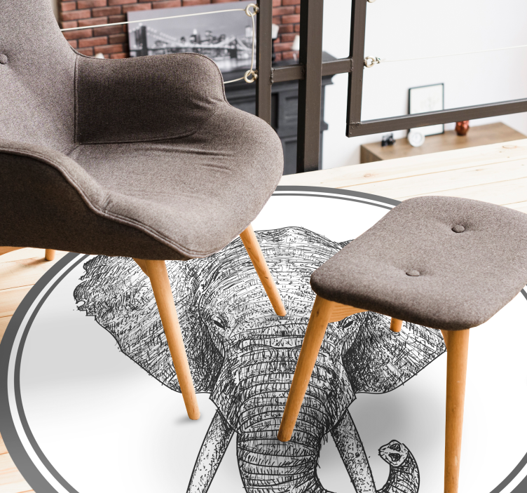 Aflombra vinílica animales contorno de elefante gris - TenVinilo