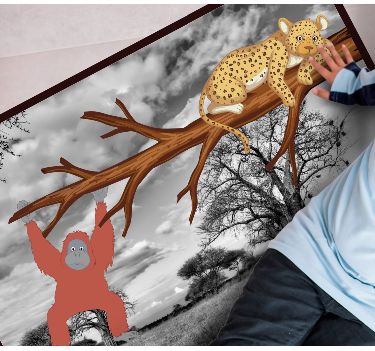 Aflombra vinílica animales criaturas de la jungla juguetonas - TenVinilo