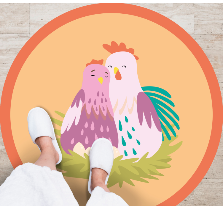 Alfombra vinílica redonda encantadores amigos emplumados - TenVinilo