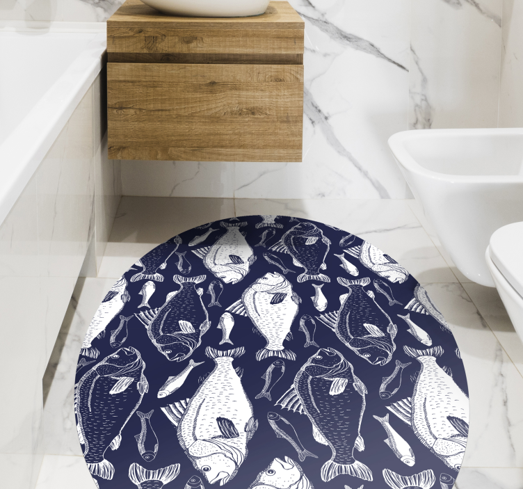 Aflombra vinílica animales patrón de peces marinos - TenVinilo