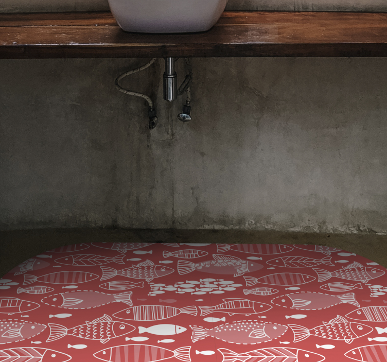 Alfombra vinilo roja peces bajo el mar - TenVinilo