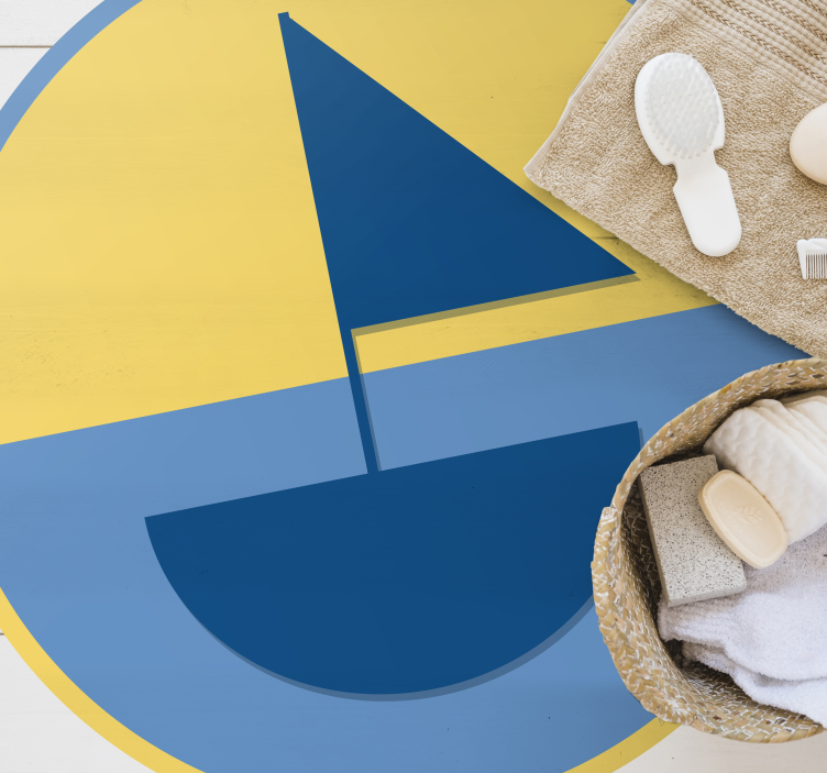 alfombra de vinilo naturaleza barco y playa - TenVinilo