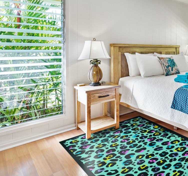 Alfombra vinílica animal print Leopardo arcoiris - TenVinilo