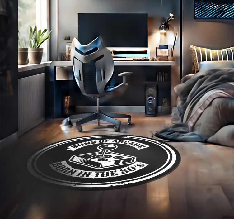 Alfombra vinílica con frase Hijos de los 80 - TenVinilo