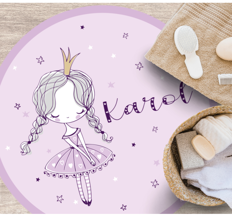 Alfombra vinílica con nombre Princesa con dos trenzas - TenVinilo