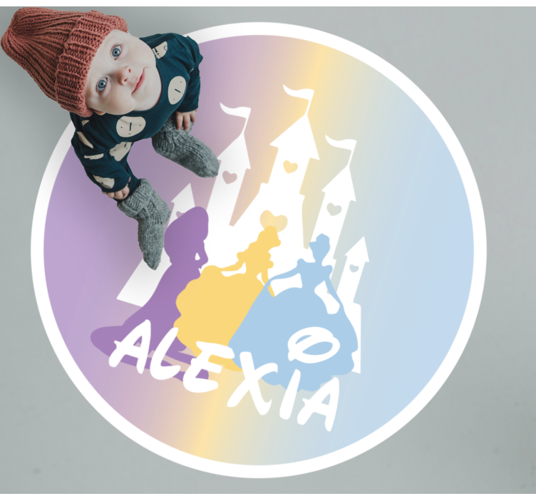 Alfombra vinílica con nombre Tres princesas y un castillo - TenVinilo