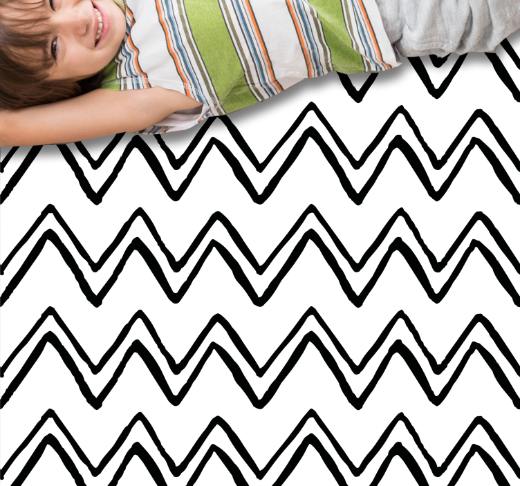 Alfombra vinílica cuadrada en zig zag en blanco - TenVinilo