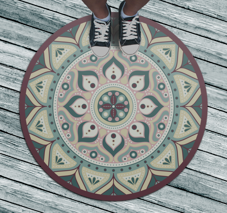 Alfombra vinílica redonde con mandala - TenVinilo