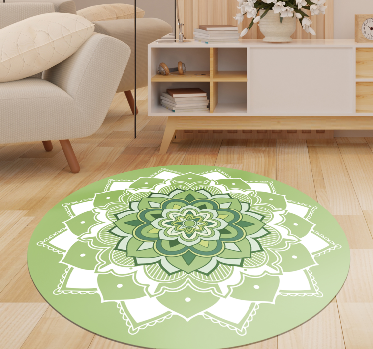 Alfombra vinílica mandala floral verde - TenVinilo