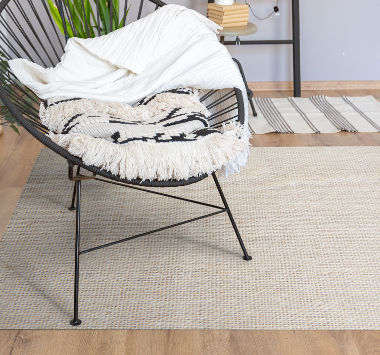 Alfombra vinílica salón nórdica algodón beige - TenVinilo