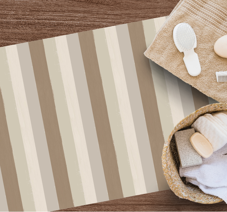 Alfombra vinílica beige de rayas verticales - TenVinilo