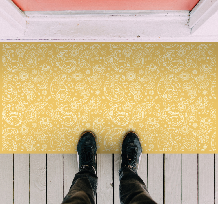 Alfombra vinilica amarilla estilo paisley - TenVinilo