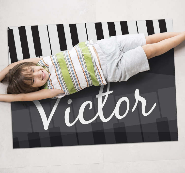 Alfombra vinílica teclas de piano con nombre - TenVinilo