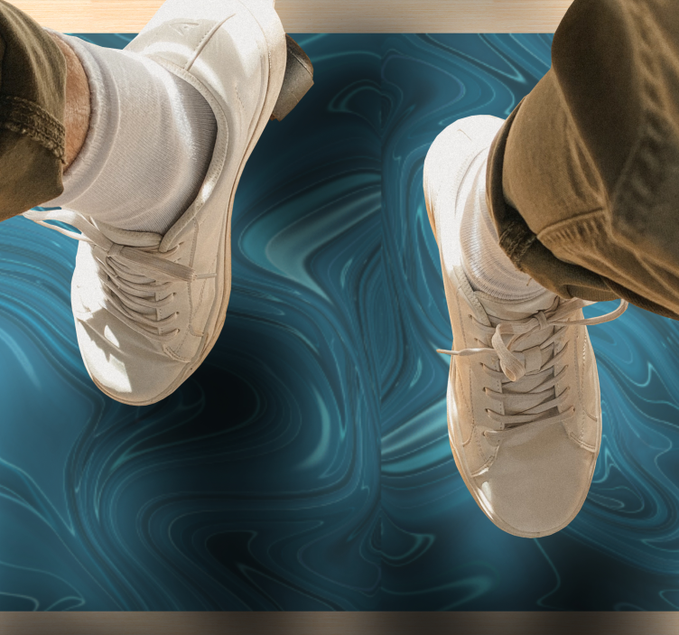 Alfombra vinílica textura Cemento gris y turquesa abstracto - TenVinilo