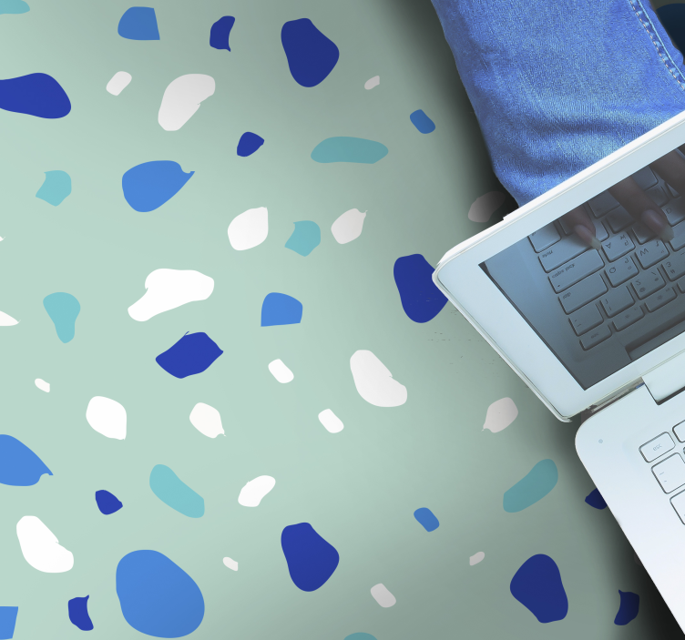 Alfombra vinílica textura Terrazo de tonos azules - TenVinilo