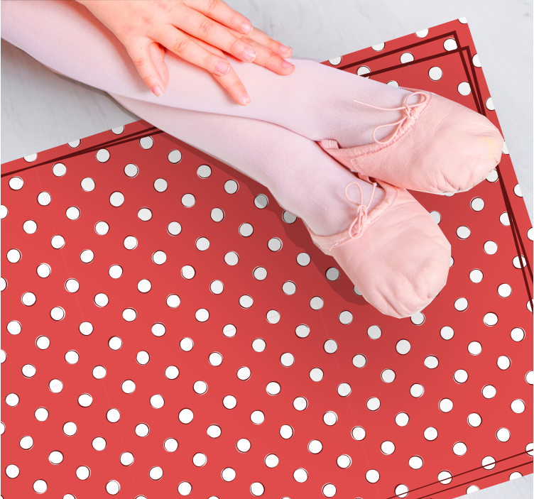 Alfombra vinílica vintage Lunares blancos retro fondo rojo - TenVinilo