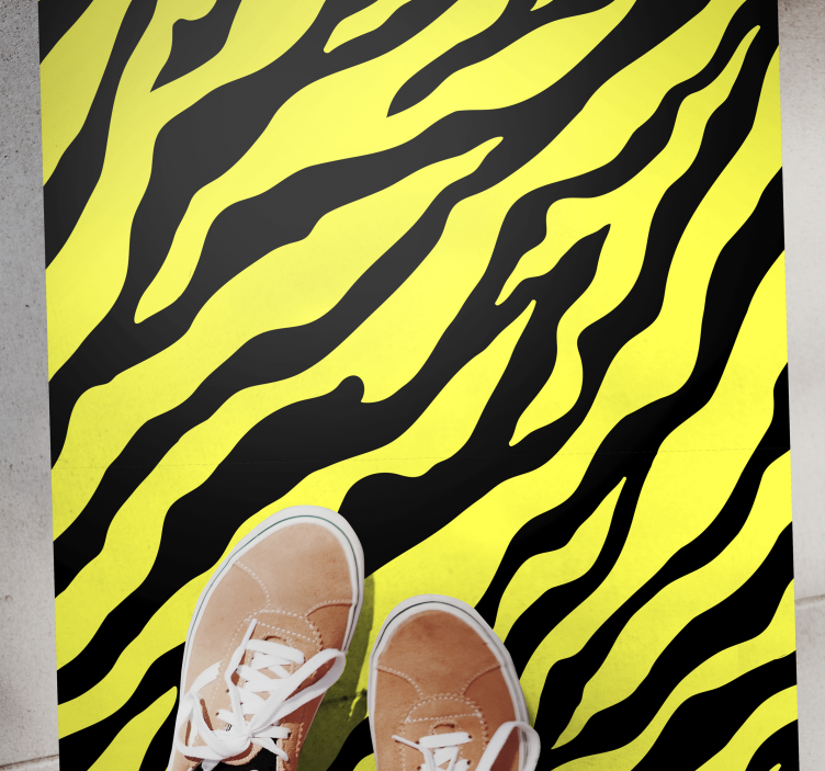 Alfombra vinílica animal print estampado de cebra amarillo - TenVinilo
