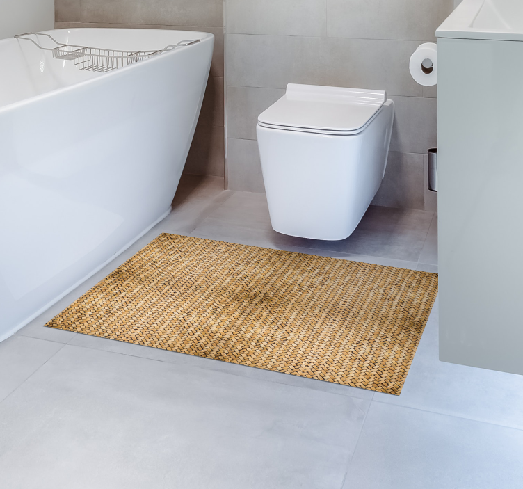 Alfombra vinilo baño bambú tejidoBambú tejido - TenVinilo