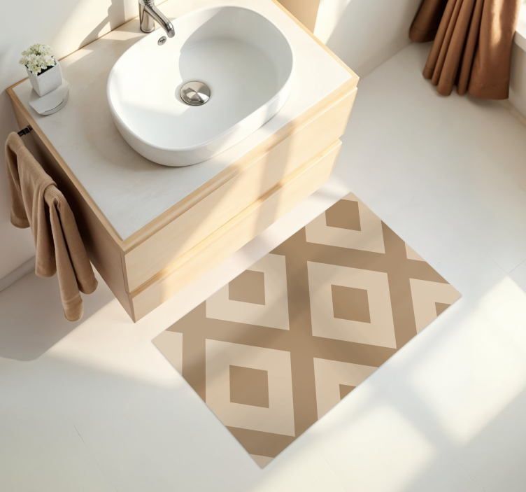 Alfombra vinílica baño imitación de tela beige - TenVinilo