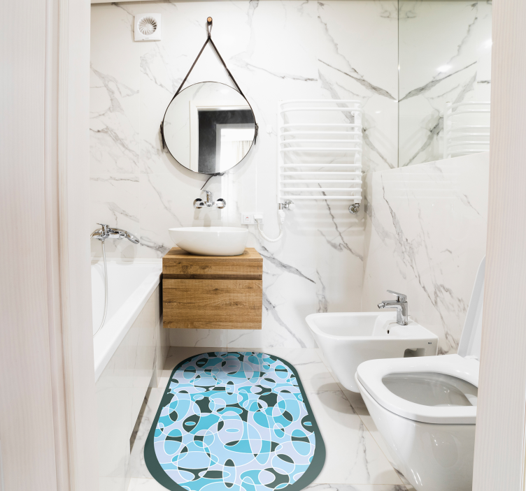 Alfombra vinílica baño patrón ovalado abstracto - TenVinilo