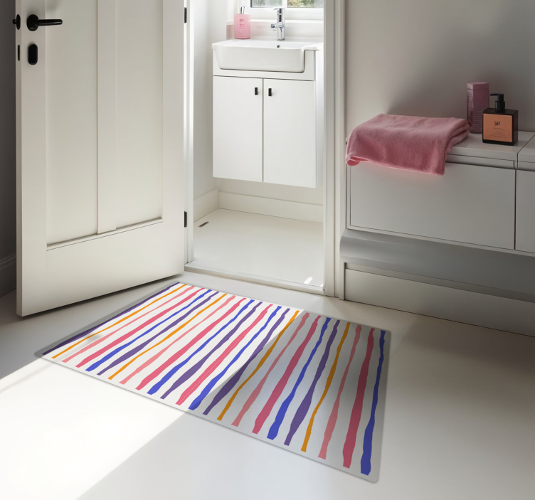 Alfombra vinílica baño rayas anchas de colores - TenVinilo