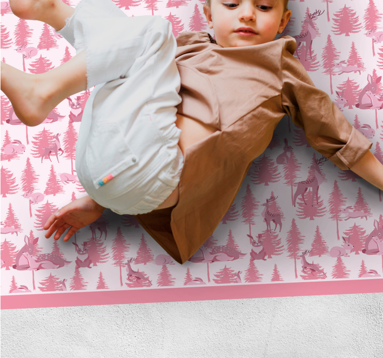 Alfombra vinílica bebé escena lúdica del bosque - TenVinilo