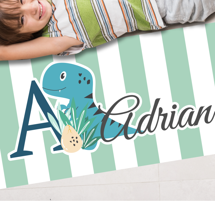 Alfombra vinílica bebé rex con inicial y nombre - TenVinilo