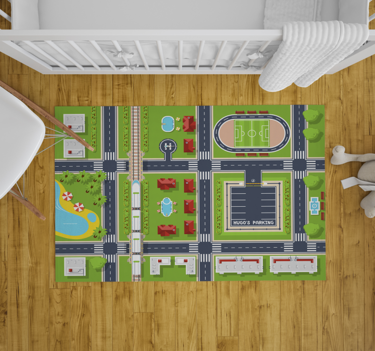 Alfombra vinílica carretera paisaje urbano juguetón - TenVinilo