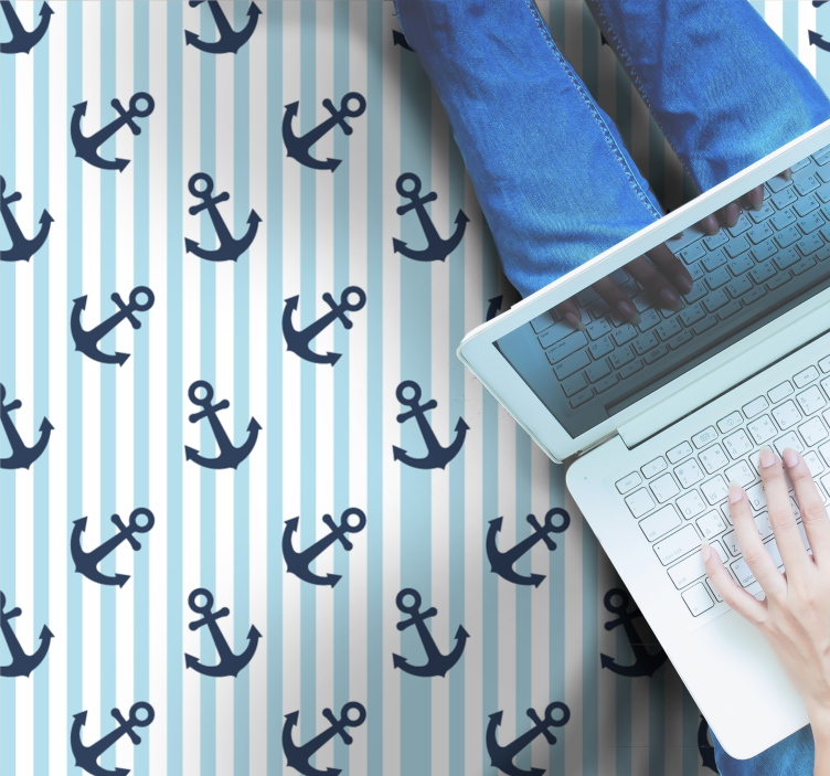 Alfombra vinilo cocina Patrón de rayas verticales azul marino - TenVinilo