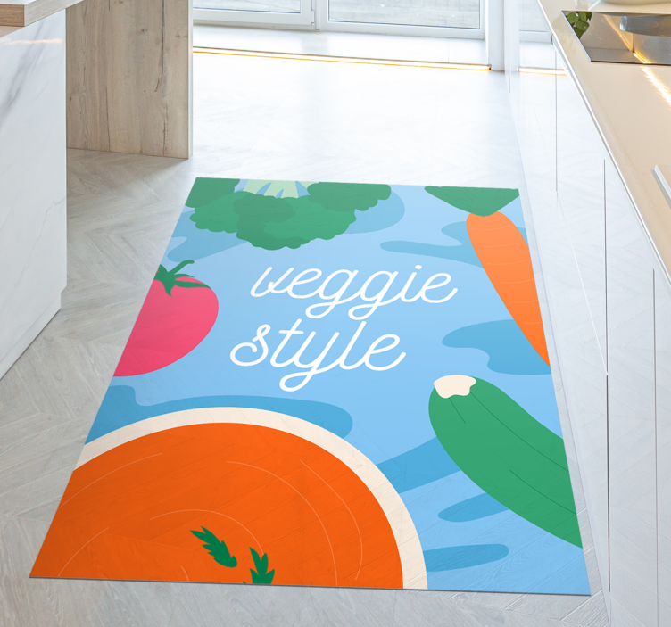 Alfombra vinílica con frase decoración estilo vegetariano - TenVinilo