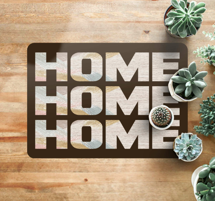 Alfombra vinílica con frase entrada de bienvenida a casa - TenVinilo