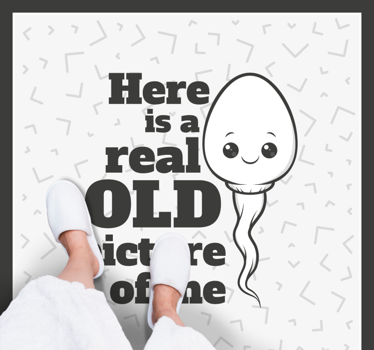 Alfombra vinílica con frase esperma foto antigua real - TenVinilo